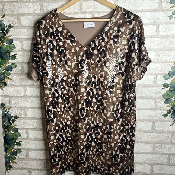 Women's Leopard Print Oversized Blouse Sz S - Picture 2 of 8